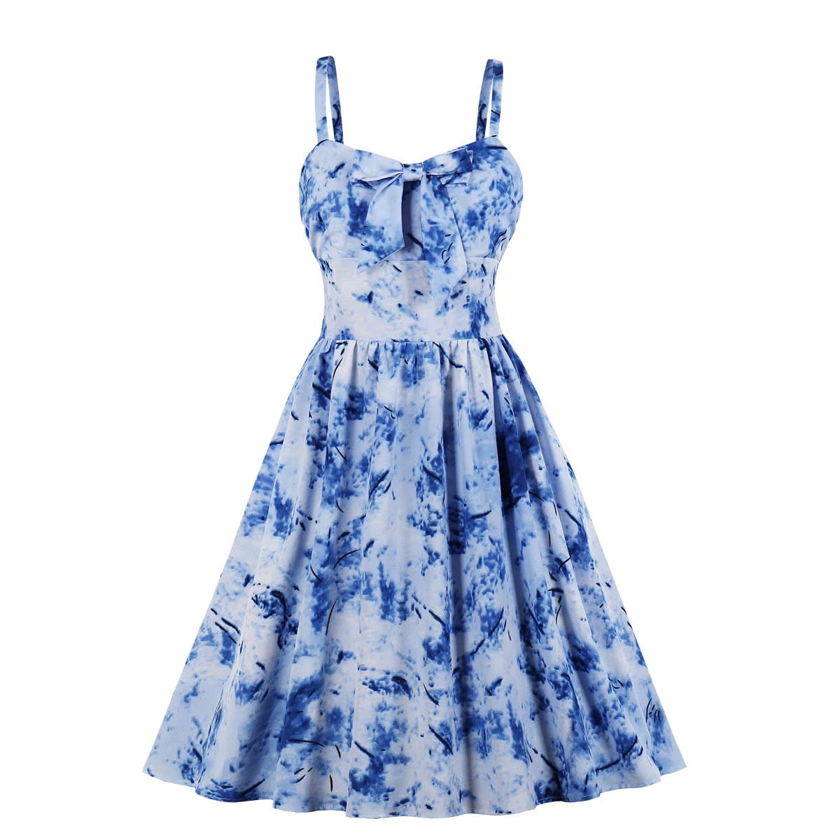 Pocket tie-dye print suspender skirt