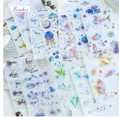 3 sheets into the illustration series bronzing stickers diy hand accounts and paper stickers life small items decorative stickers