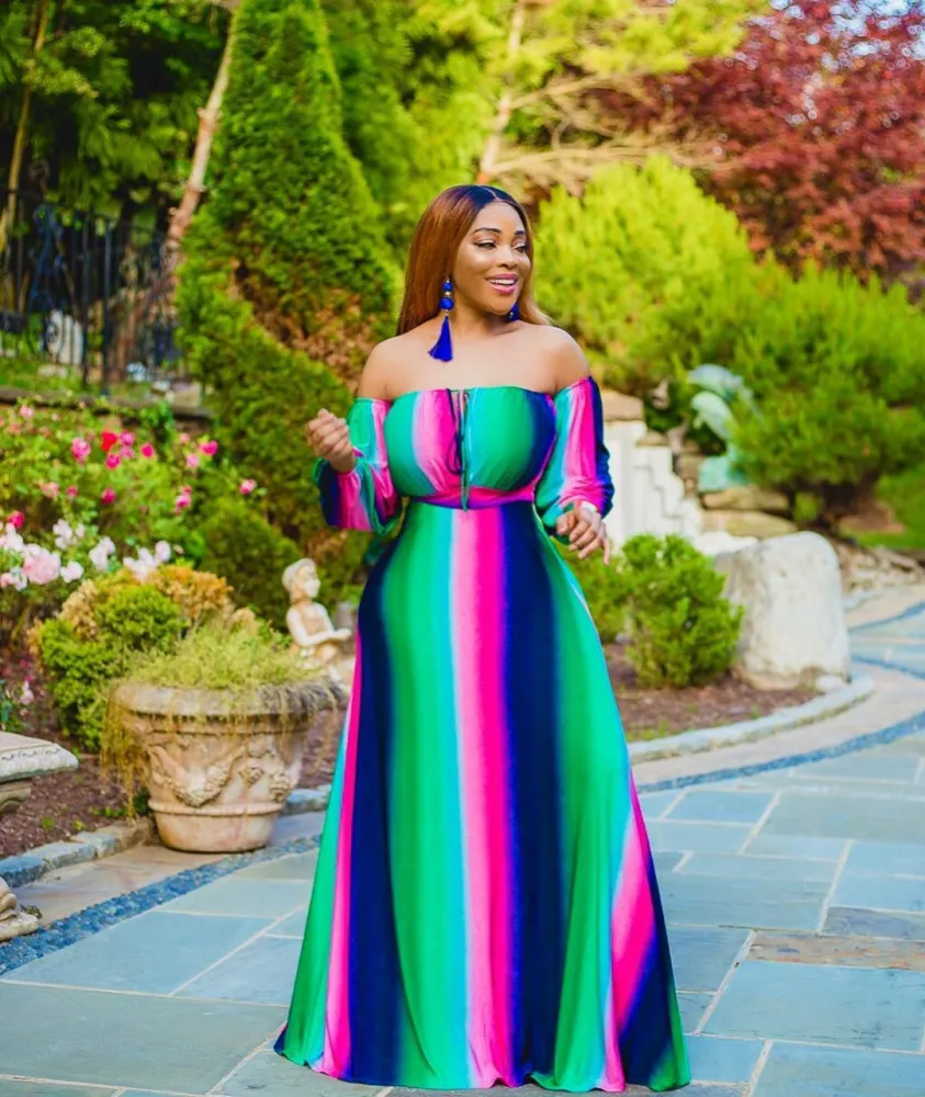 Printed strapless tie dress with big swing skirt