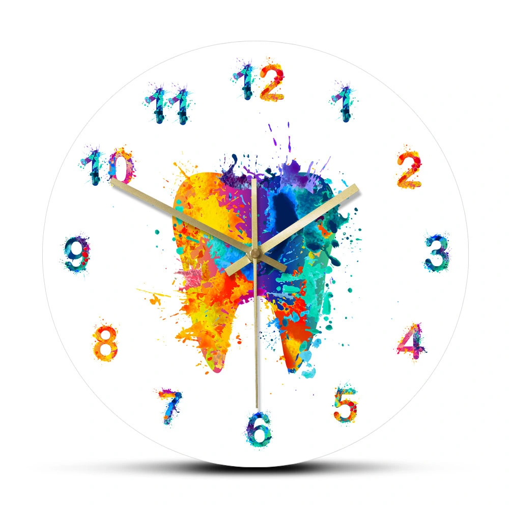 Watercolour tooth print wall clock