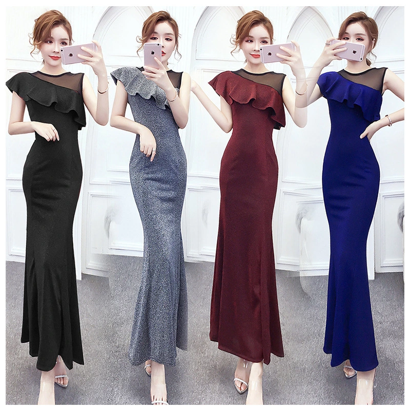 Fishtail dress with mesh