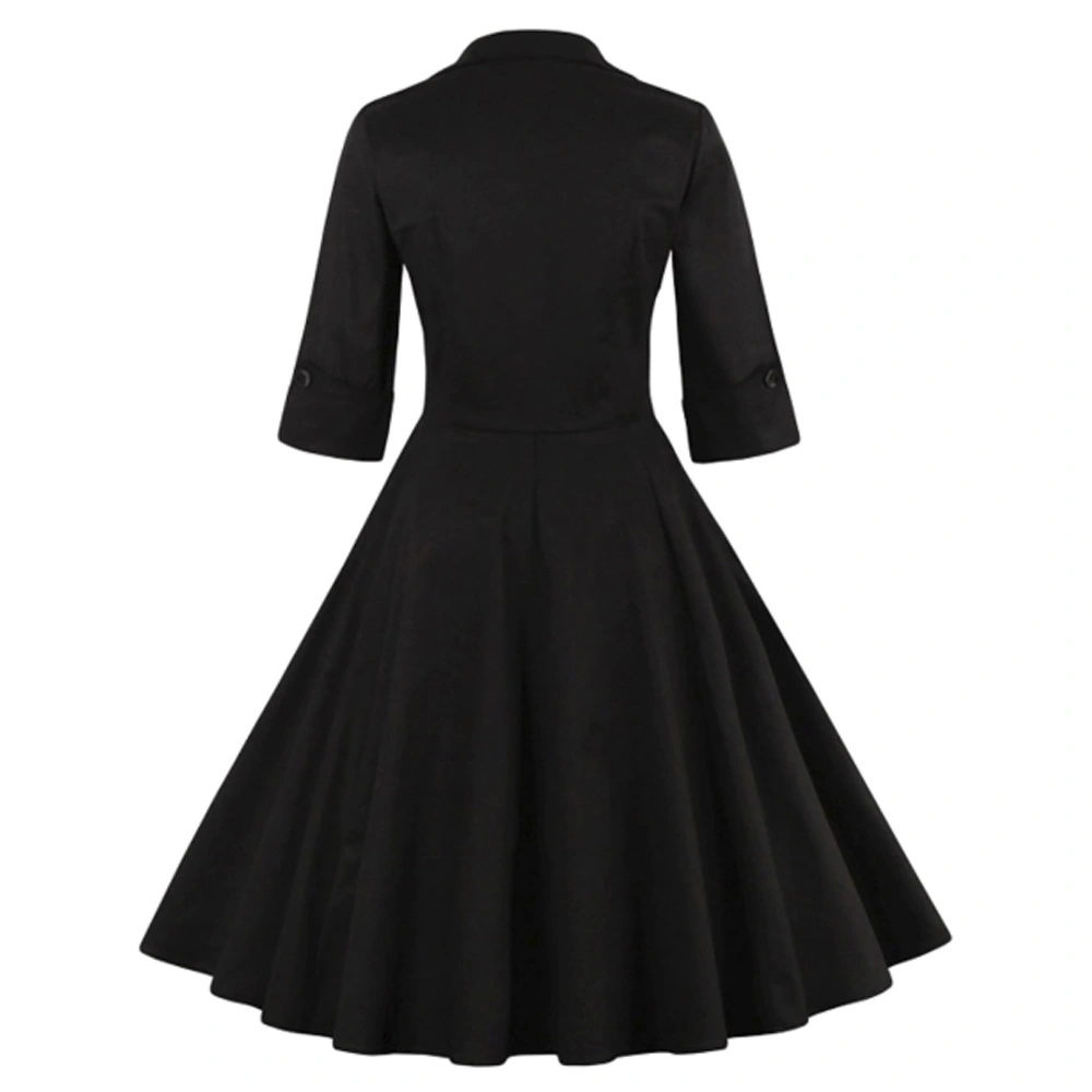 V-Neck Stitching High Waist Big Swing Dress