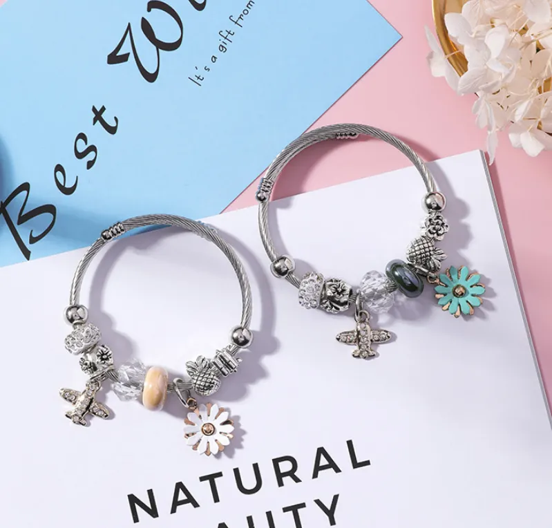 Airplane Flower Beaded Bracelet Retro Ethnic Style Personality Jewelry Sun Flower Holiday Wind Bracelet