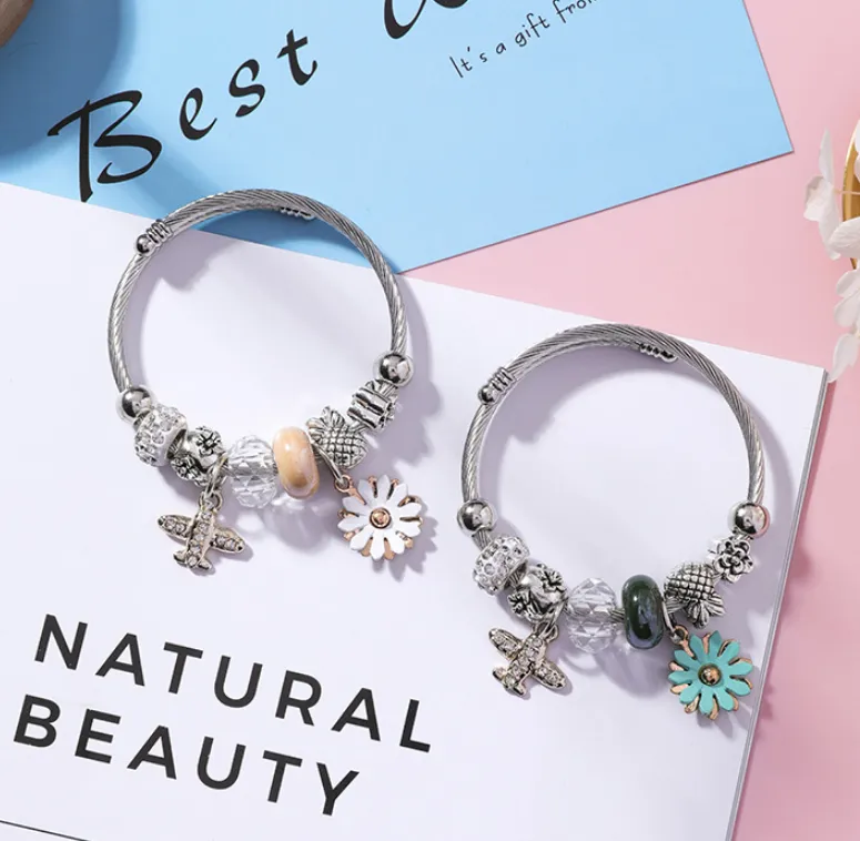 Airplane Flower Beaded Bracelet Retro Ethnic Style Personality Jewelry Sun Flower Holiday Wind Bracelet