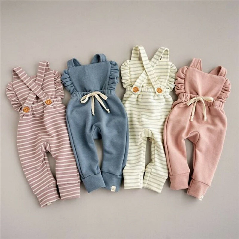 Pure cotton stripe jumpsuit