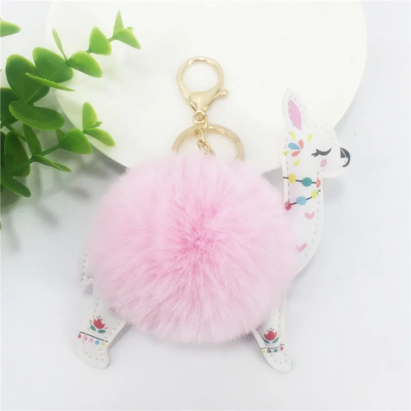 PU alpaca ball keychain