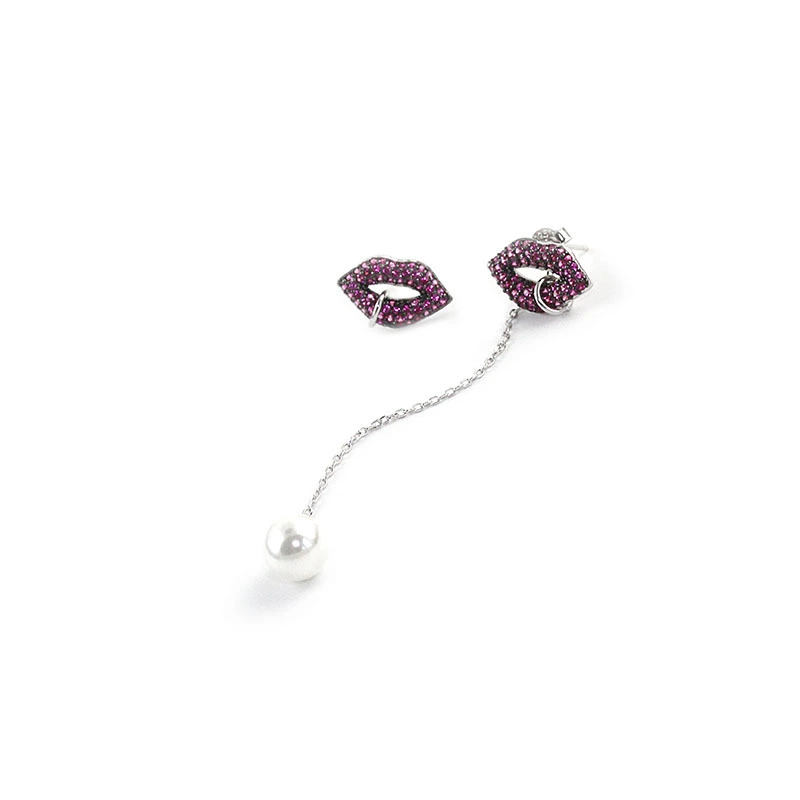 S925 sterling silver lip hanging shell earrings