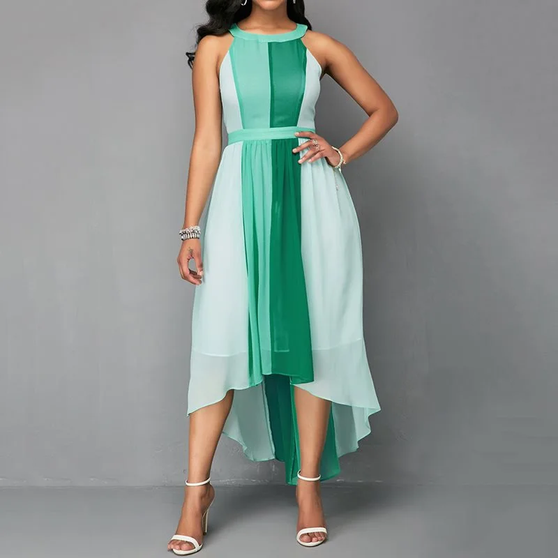 Hanging neck contrast color dress