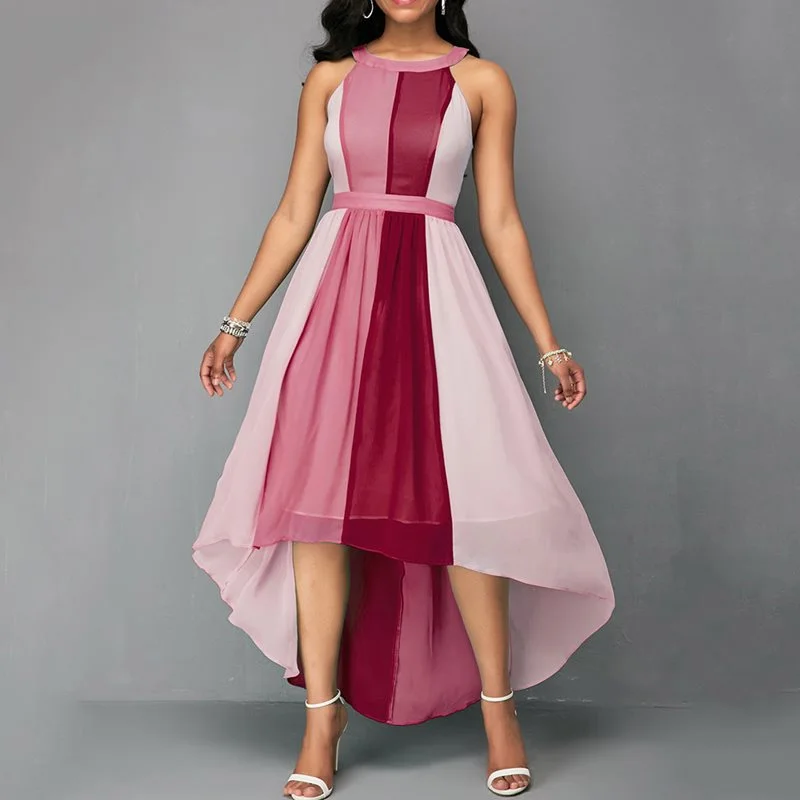 Hanging neck contrast color dress