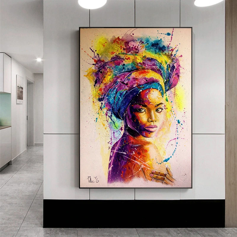 Modern minimalist african woman turban doodle poster