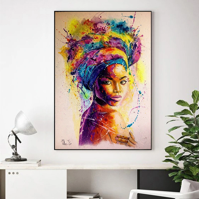 Modern minimalist african woman turban doodle poster