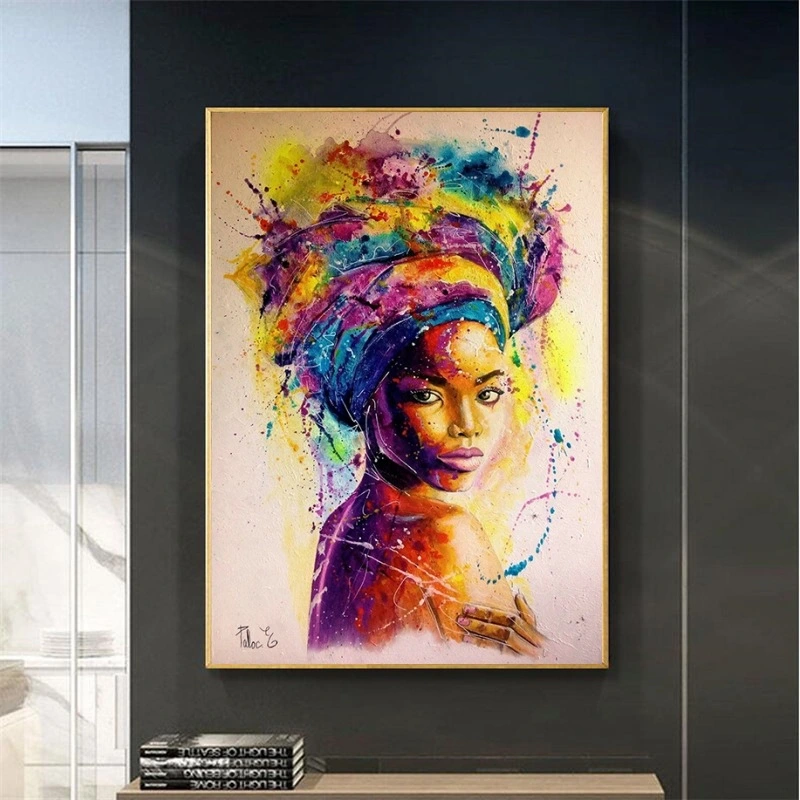 Modern minimalist african woman turban doodle poster