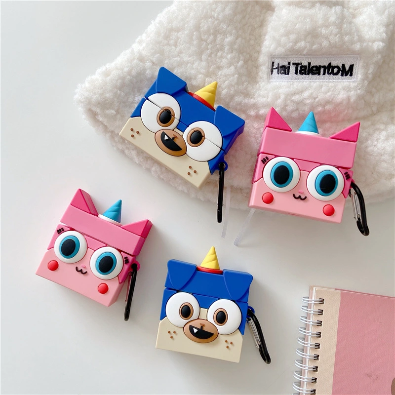 3D stereo unicorn cat earphone protective cover