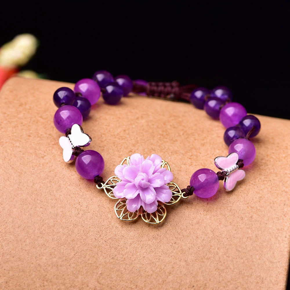 Purple jade powder crystal bracelet