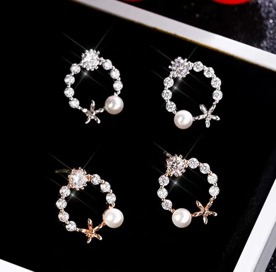 S925 pure silver earrings female temperament Korean personality simple flower earrings