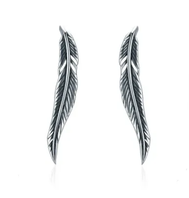 Feather personality in long earrings