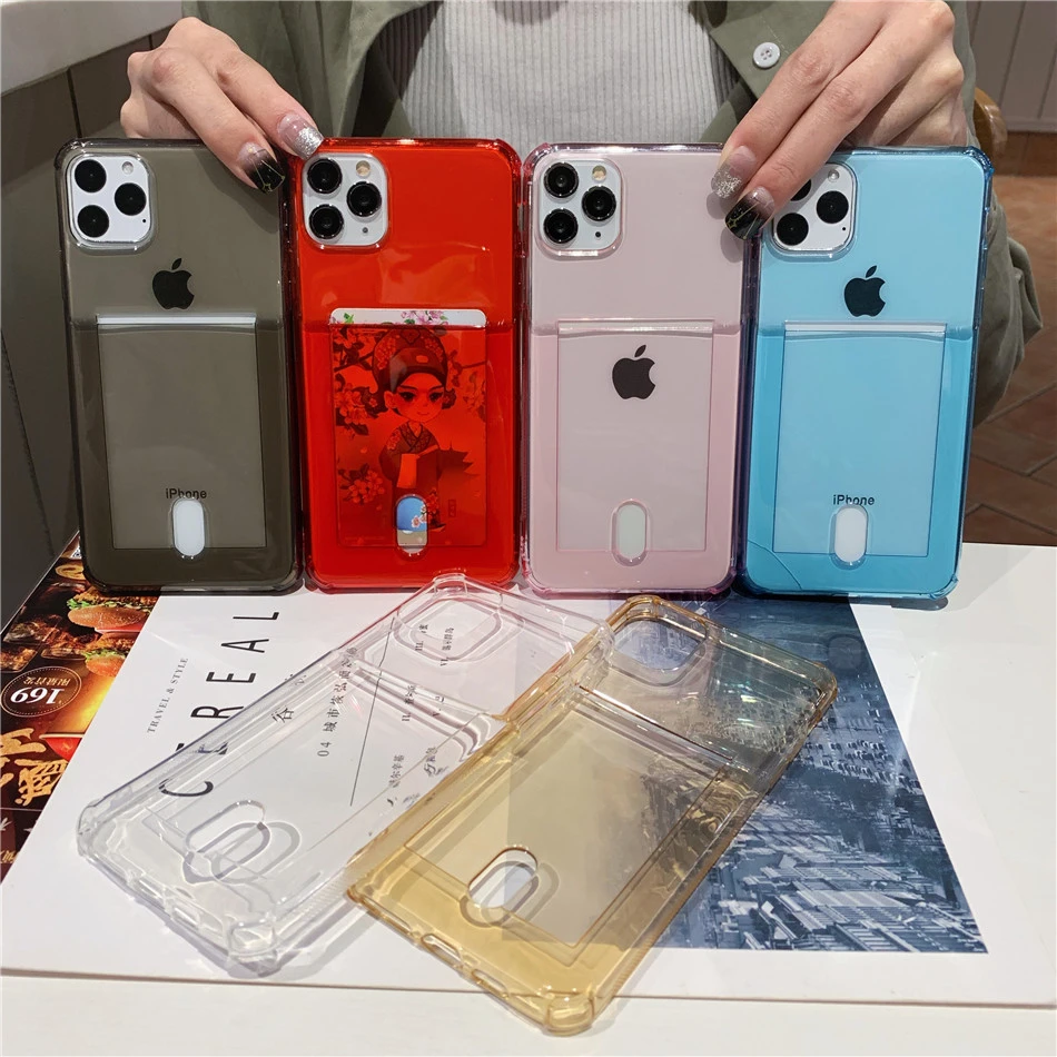 Compatible with Apple , Transparent card holder phone case