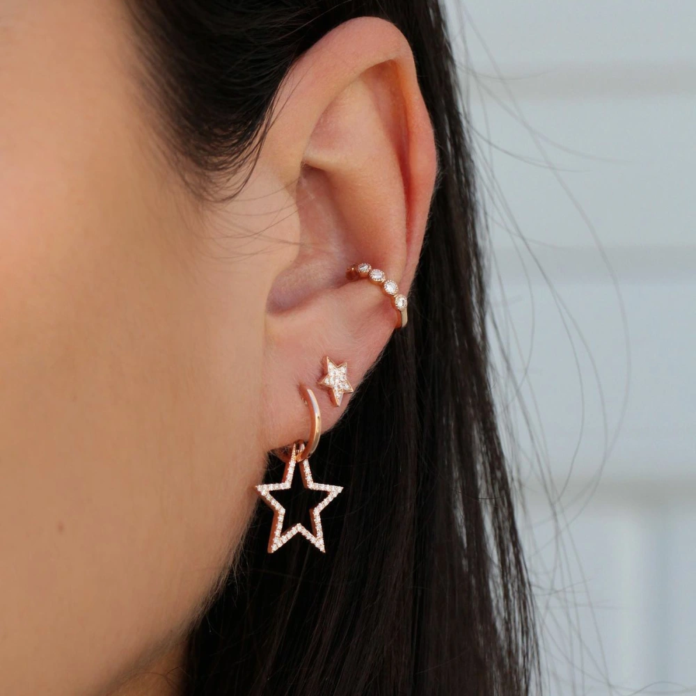 Five-pointed star full diamond earrings