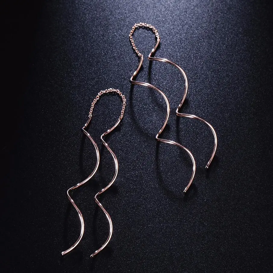 Simple spiral ear line gold colSubtle Solitaire Drop Studsor fashion earrings jewelry wholesale