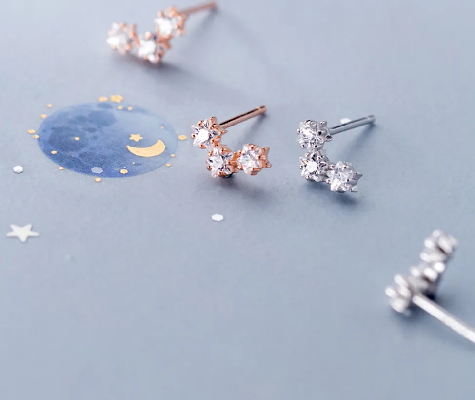 Full Diamond Pentagram Sweet Mini Star Earrings