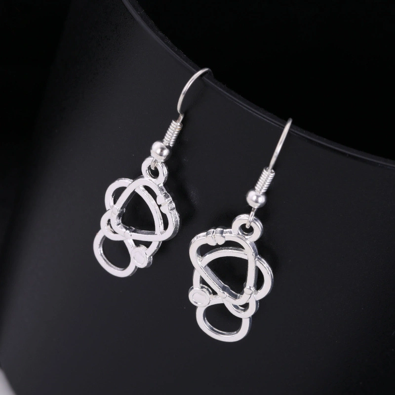 Simple Silver Stethoscope DIY Pendant Earrings