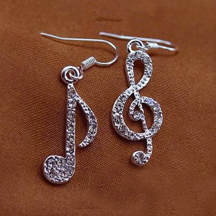 Geometric note music asymmetrical earrings
