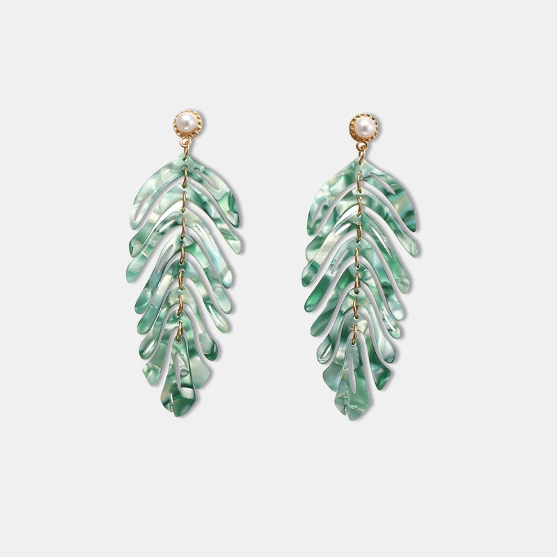 Acrylic leaf shaped earrings