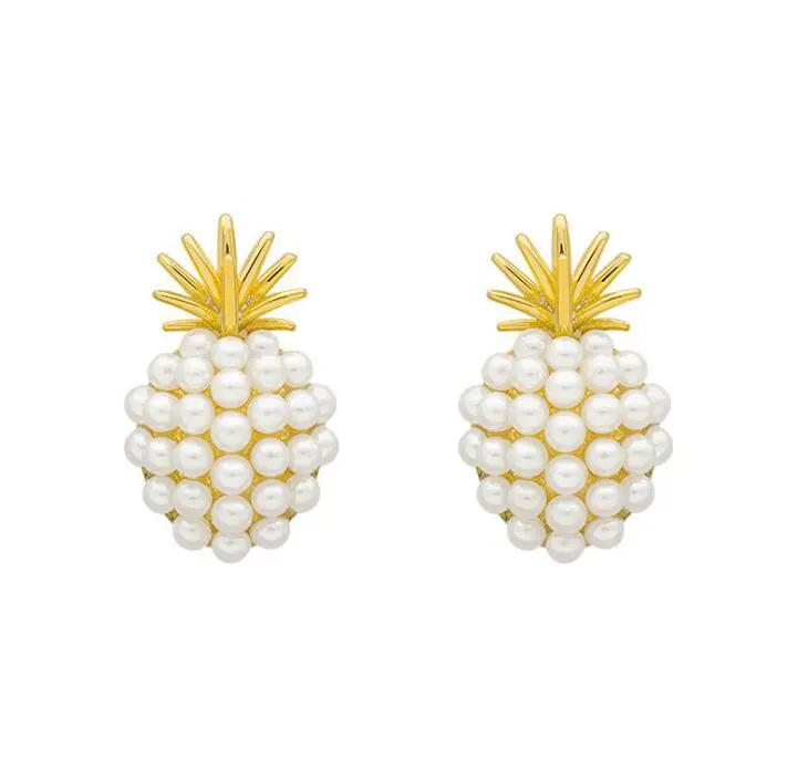 Diamond pineapple pendant earrings