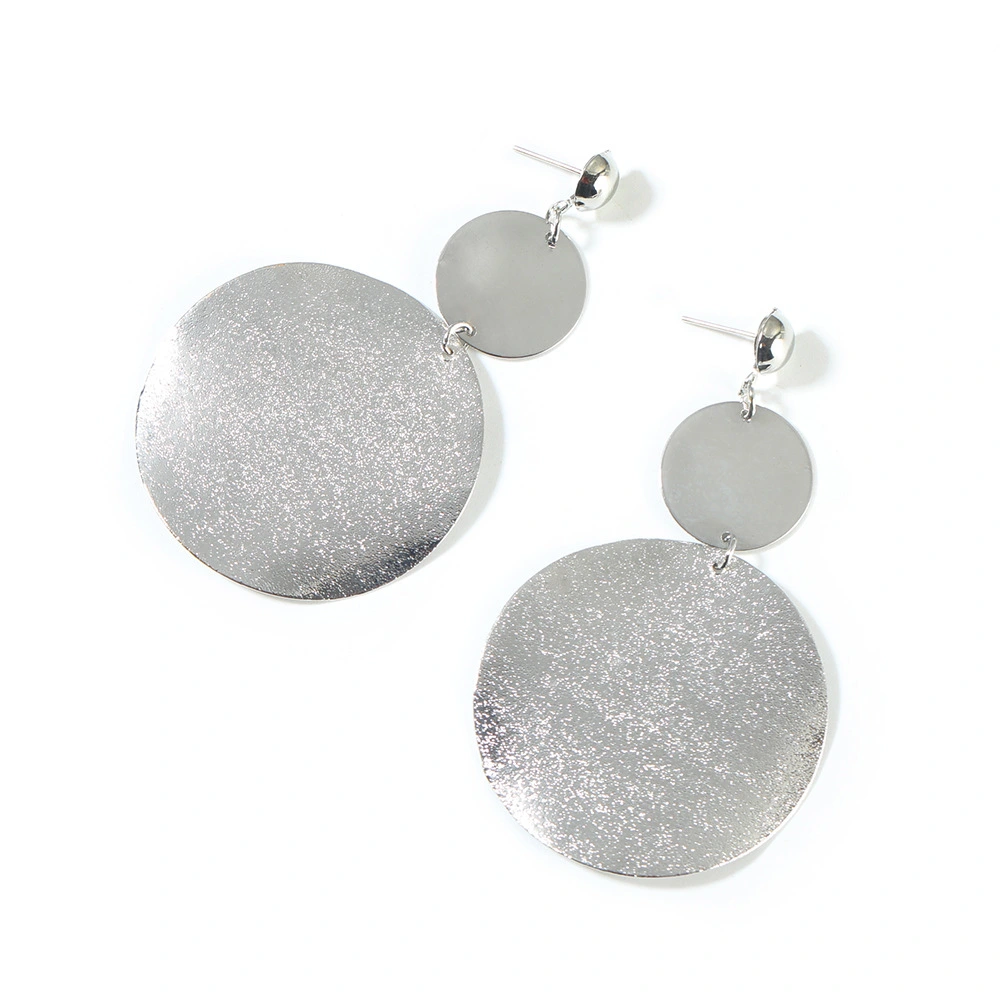 Exaggerated vintage geometric frosted piece earrings