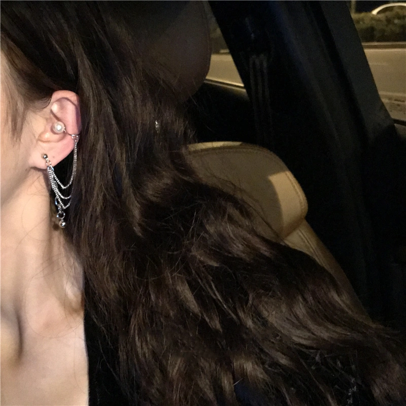 Non-pierced female net red single earrings