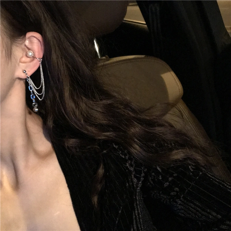 Non-pierced female net red single earrings