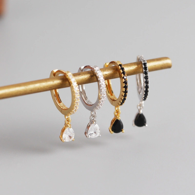 S925 sterling silver geometric drop earrings
