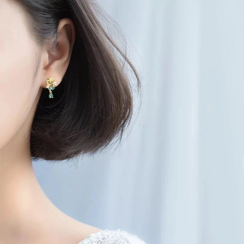 925 silver needle pierced resin ear clip