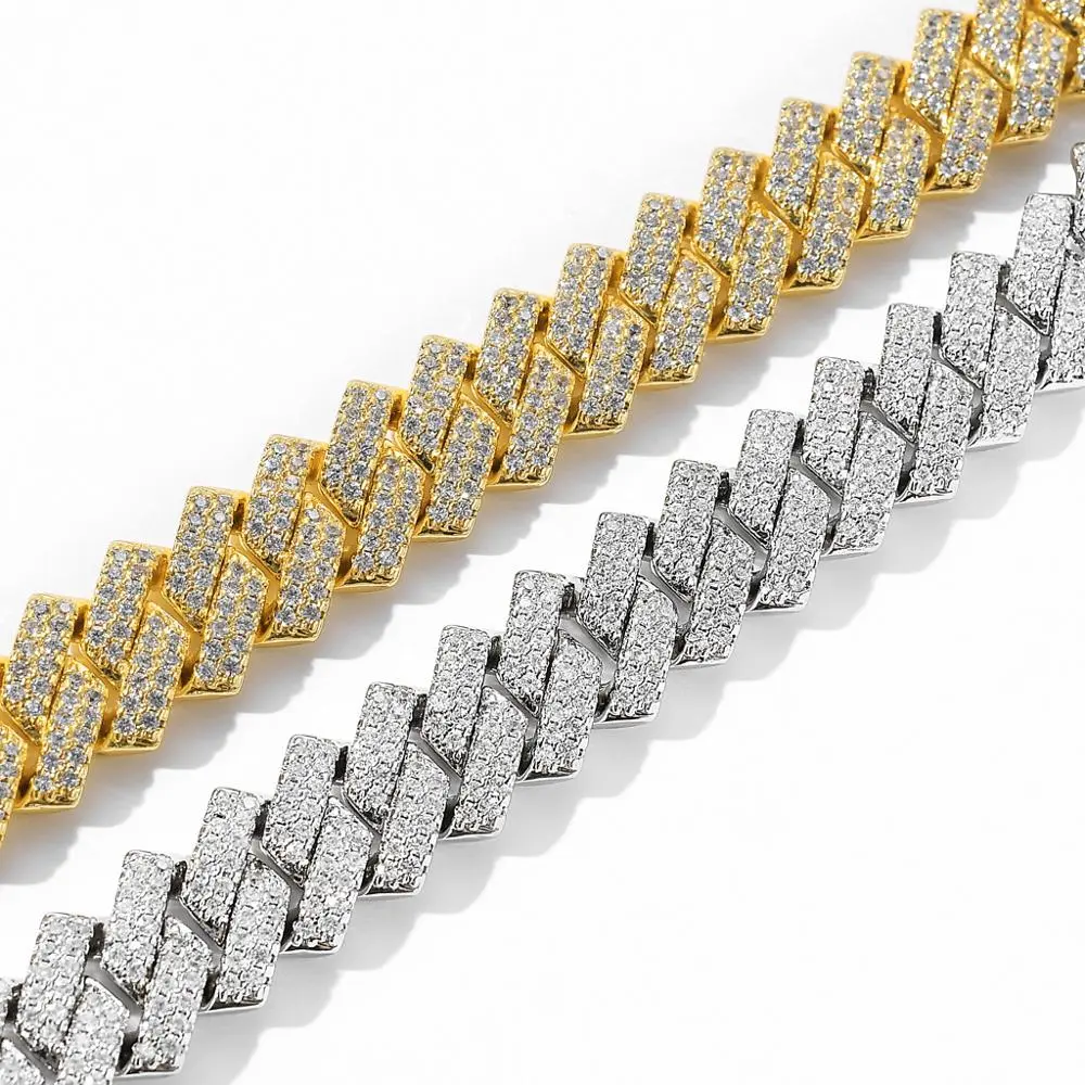 Men's Bar Cuban Necklace Hiphop Copper Set Zircon Necklace