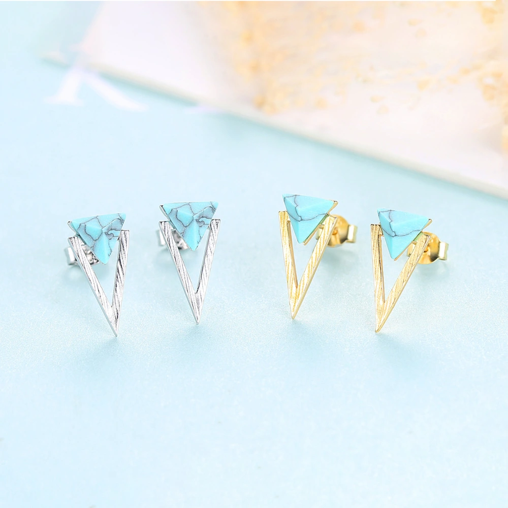 Personalized triangle turquoise earrings