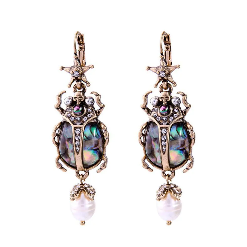 Insect beetle earrings with diamond earrings