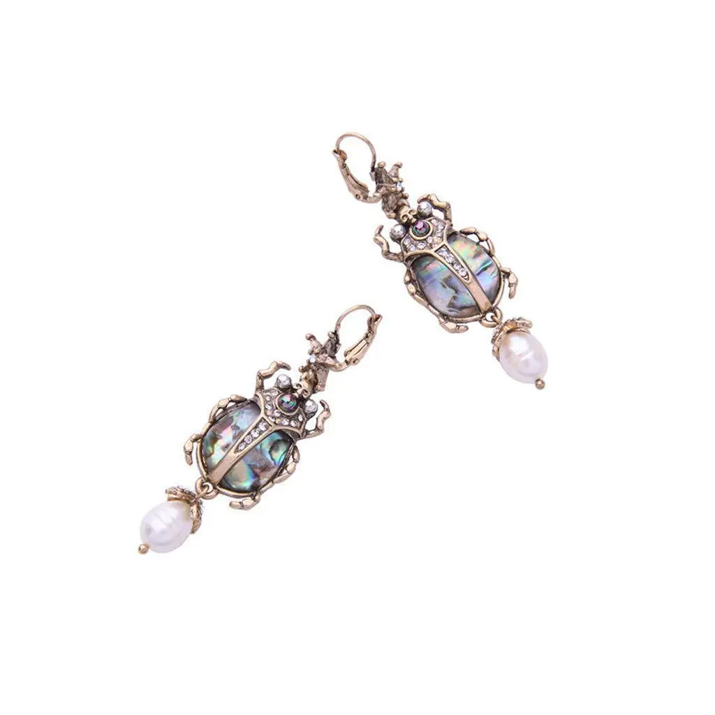Insect beetle earrings with diamond earrings