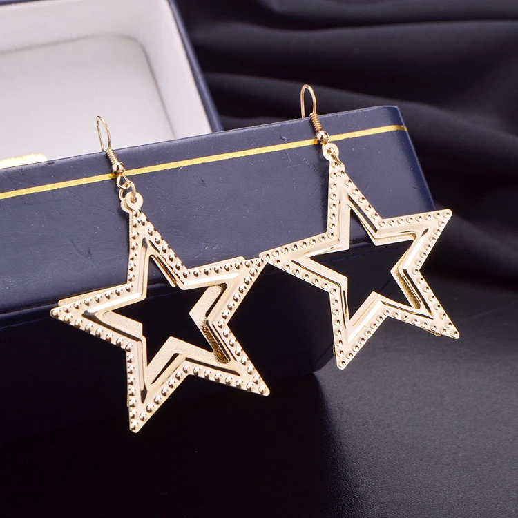 Fashion star with the European and American punk wind stars scrub earrings