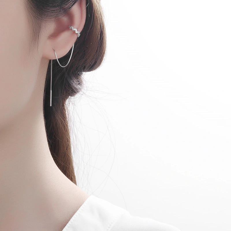 S925 silver and diamond wavy earrings