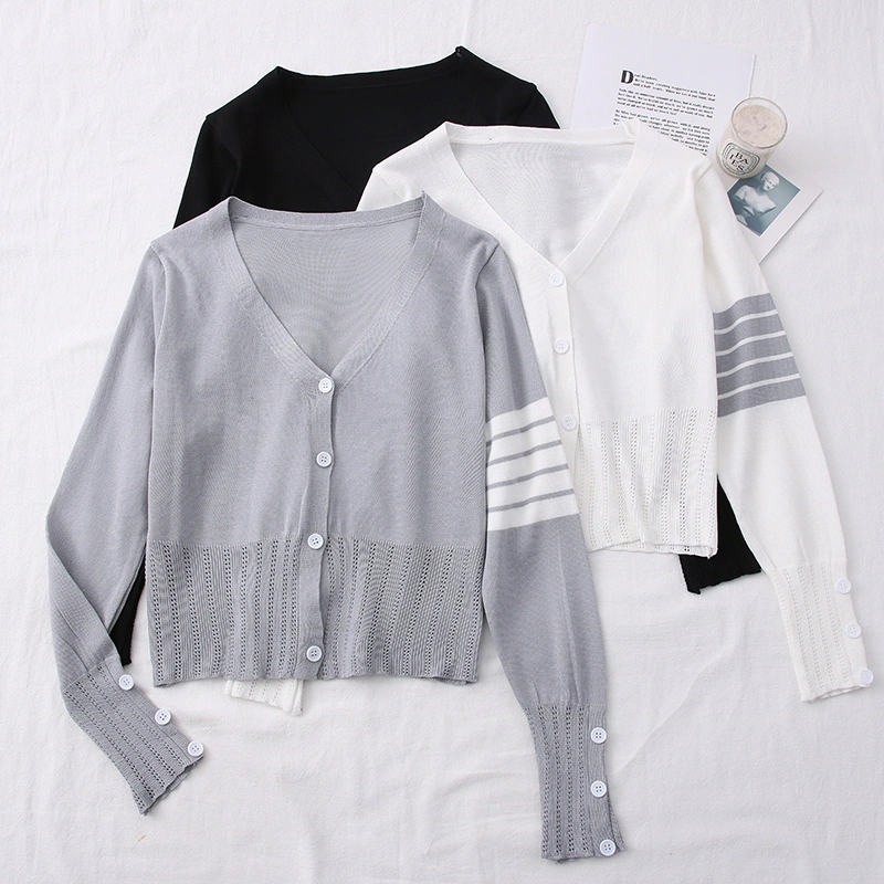 Single-Breasted Long-Sleeved Sweater Coat Women