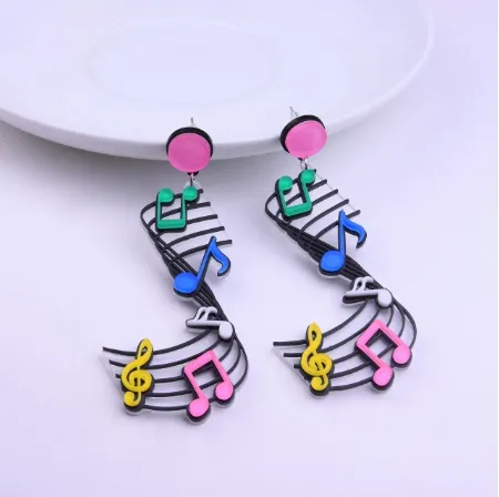 Musical notes staff earrings