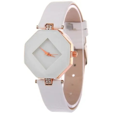 Diamond Shape Cut Dial Plate Fashion Watch