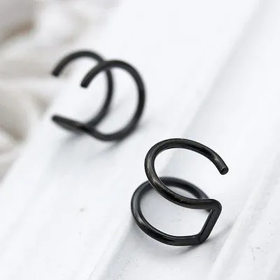 Earless Ear Clip Titanium Steel U-shaped Double Ring Ear Bone Clip