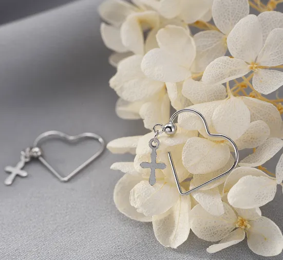 Cross earrings heart 925 pure sterling silver fashion trendy design simple wild earrings for women charms jewelry gift