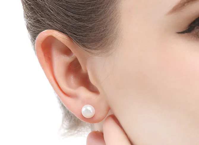 925 sterling silver pearl stud earrings