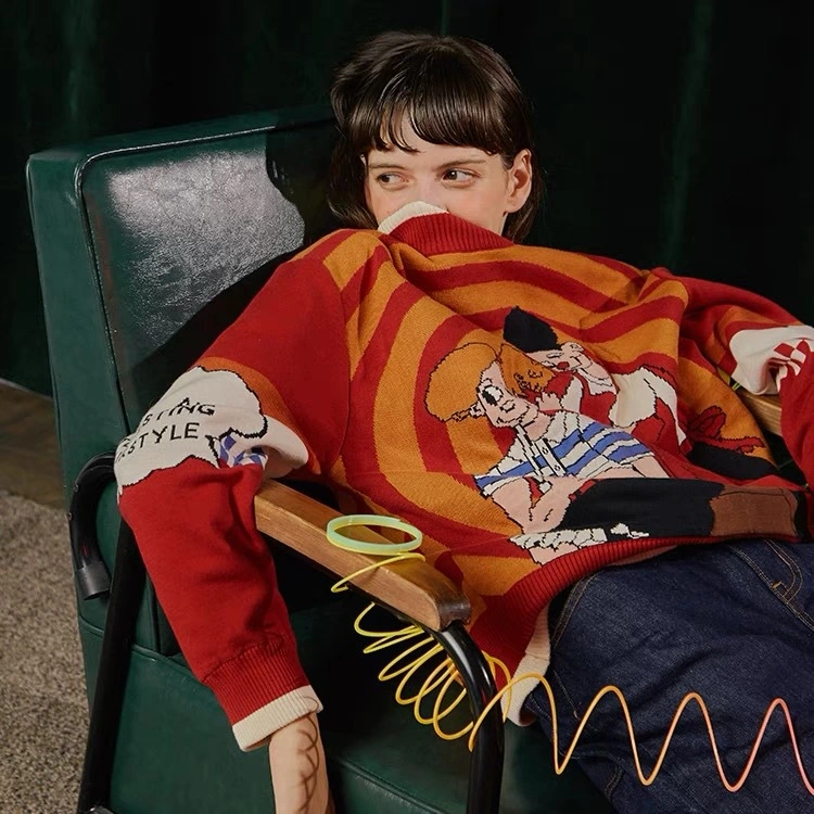 Contrast vintage children's haircut pullover sweater