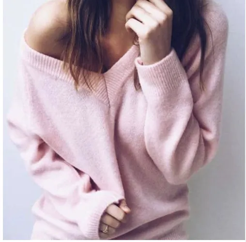 Sweater Big V-neck Long-sleeved T-shirt Top