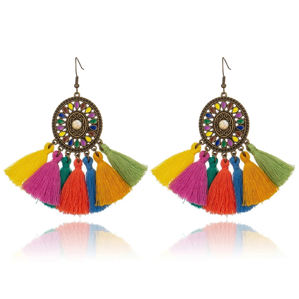 Fabric Tassel Large Version Sunflower Earrings