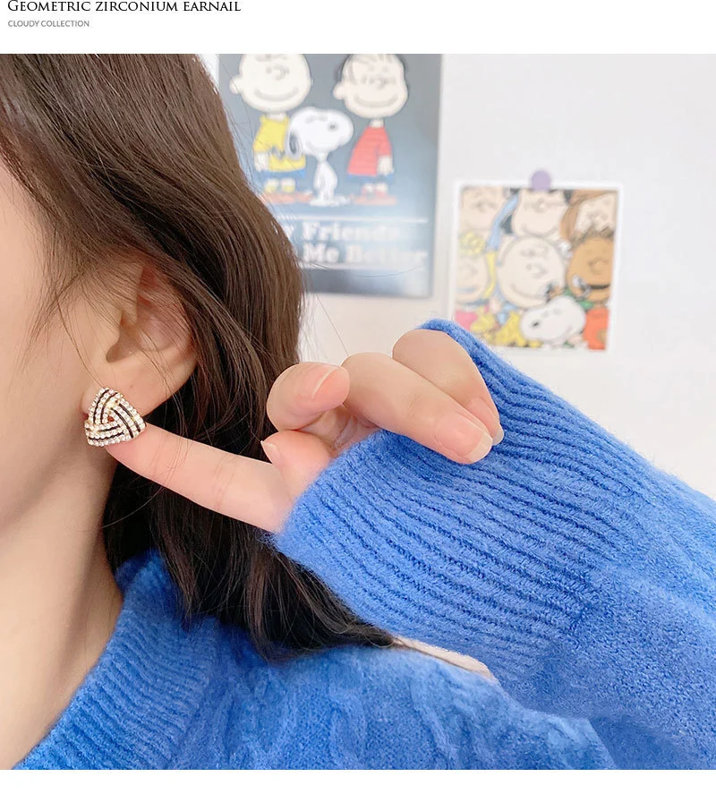 925 silver pin retro simple geometric earrings