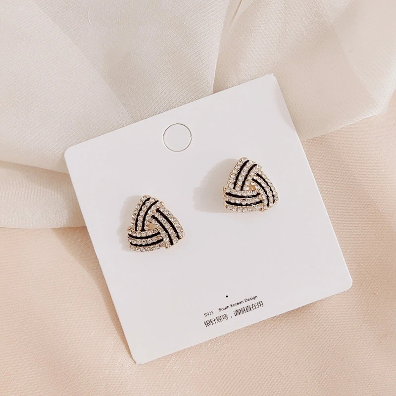 925 silver pin retro simple geometric earrings